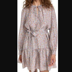 Rebecca Taylor Women's Violet Fleur Belted Silk Dress NWT Medium
